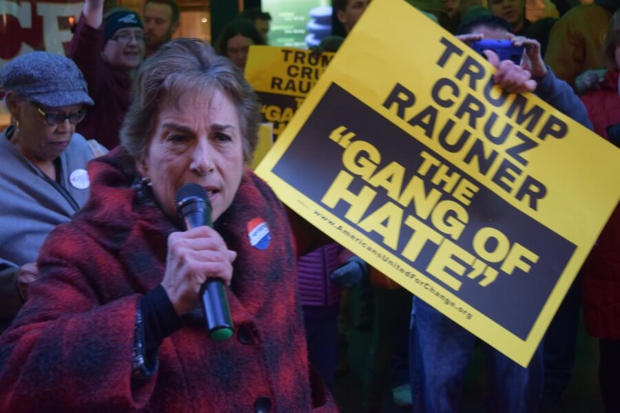 Jan Schakowsky at the March 11 protest